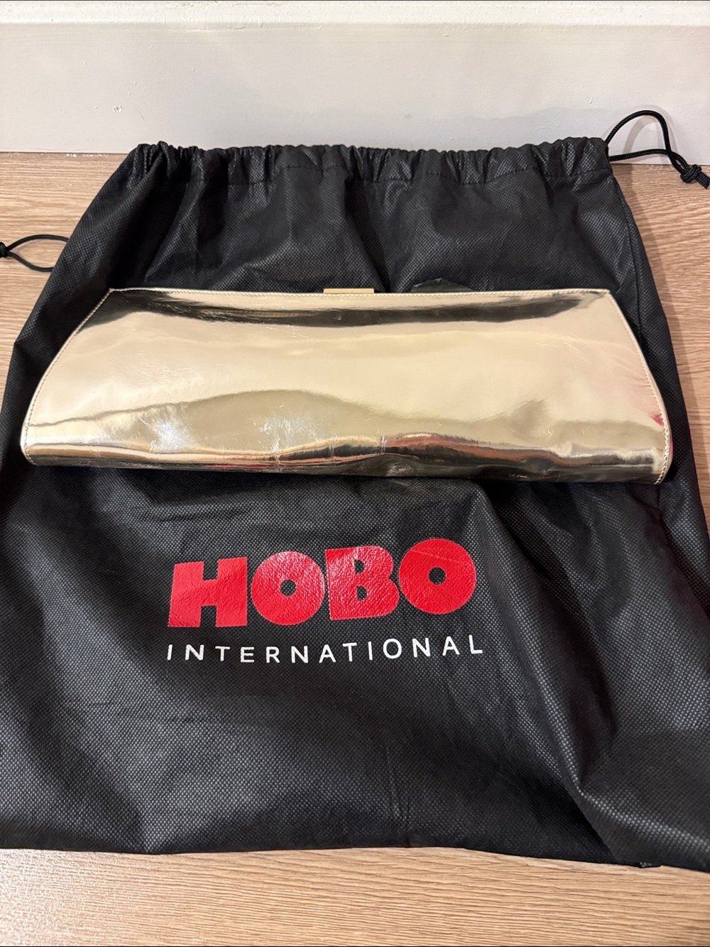 HOBO Metallic Gold Patent Leather Evening Clutch